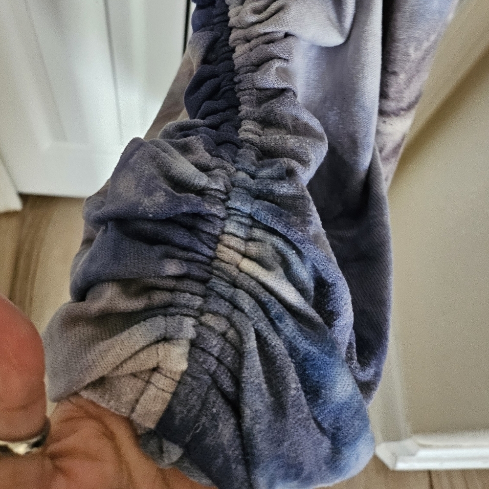 Follow Me Apparel Dress 3X Blue Purple Tie Dye Ruched Side Long Sleeve Dress - Picture 5 of 13